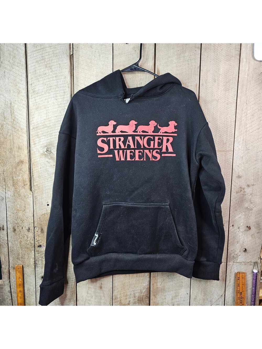 BEANGOODS Stranger Weens Dachshund Dog Parody Hoodie Sweatshirt Black M Pullover